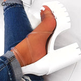 Niulatu Party Platform Chunky Heel Sandals Summer Plus Size Shoes Transparent Gladiator Heel Sandals Shoes Women DJSE