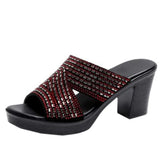 Niulatu Women Sandals Shoes Fashion Low Platform Peep Toe Slippers Modern Square High Heels Casual Female Shoes Size DJSE