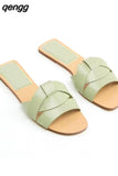 Niulatu Women's Flat Slippers Sandals Shoes For WomanOpen Toe Rear Empty Beach Shoes Luxury Designer Shoes Flat Sandal DJSE