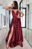Niulatu Front A-line Spaghetti Straps Burgundy Prom HZ1007
