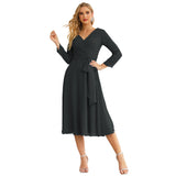 Niulatu Chiffon Bridesmaid Dress V-Back Waist Belt Formal Prom Gown Mother of The Bride Wedding HZ1007