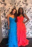 Straps Green Chiffon Tiered Ruffle Party HZ0308