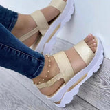 Niulatu Women Sandals Fashion Ladies Platform Sandals Woman Summer Sandals Buckle Non-Slip Beach Sandals Women Wedge Shoes DJSE