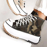 Niulatu Women Platform Canvas Sneakers Lace-Up High Top Female Casual Shoes Fashion Zebra Pattern Lace Up Lady Sports Boots DJSE