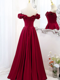 Niulatu Off Shoulder Satin Long Prom Dress Satin Evening Dress HZ1007