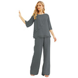 Niulatu Chiffon Mother of The Bride Dress Plus Size Pant Suits Ruffle HZ1007