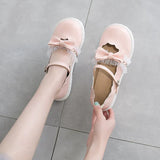 Niulatu lolita shoes pink white red black bow Harajuku heels women cute shoes korean women shoes round head kawaii shoes DJSE
