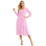 Niulatu Chiffon Bridesmaid Dress V-Back Waist Belt Formal Prom Gown Mother of The Bride Wedding HZ1007