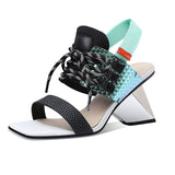 Niulatu Strange High Heels Modern Sandals Women 2025 Summer Genuine Leather Shoes Gladiator mixed color Sandals FT1469 DJSE