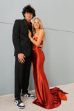 Sweetheart Bustier Red Ruched Fitted Prom HZ0308