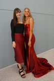 Sweetheart Bustier Red Ruched Fitted Prom HZ0308