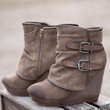 Niulatu Ankle Boots for Women Suede Wedges Zipper Solid Color Short Booties Round Toe Shoes Boots-women Dropshipping 2025 DJSE