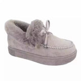 Niulatu Women Winter Cotton Shoes Ladies Bowknot Plush Warm Snow Boots Casual Solid Color Flat Short Boots Furry Females Feetwear DJSE