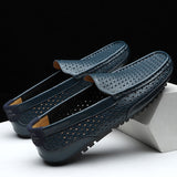 Niulatu Men Casual Shoes Luxury Brand Genuine Leather Mens Loafers Moccasins Soft Breathable Slip on Boat Shoes Plus Size DJSE
