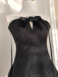 Niulatu A line Halter Black Short Homecoming Dresses Little Black Birthday Outfits SD404