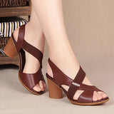 Niulatu Women Summer Sandals Platform Round Mid Heel Back Strap Peep Toe Pu Leather Beach Casual Fashion Shoes Ladies Female Whosale DJSE