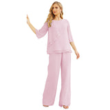 Niulatu Chiffon Mother of The Bride Dress Plus Size Pant Suits Ruffle HZ1007