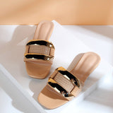 Niulatu Women's Slippers Retro Personality Big Button Flat Fashion Summer Beach Slides for Female Breathable Ladies Shoes DJSE