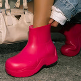Niulatu Design Modern Fashion Ankle Rainboots Elastic Waterproof Upper Thick Platform Flat Height Increasing Non Slip Rainy Shoes DJSE