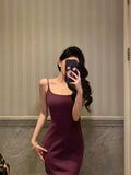 Sexy Mermaid Spaghetti Straps Grape Sleeveless Prom Dresses Party Dress Summer Birthday Outfits 20th Birthday Dresses HZ1214
