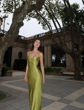 Niulatu Sheath Straps Green Long Prom Dresses Evening Dress HZ1110