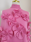 Niulatu A line High Neckline Pink Satin Short Homecoming Dresses Birthday Outfits SD368