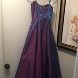 Niulatu Purple Beaded A Line Evening Gown Spaghetti Straps Party Prom Dress HZ1007