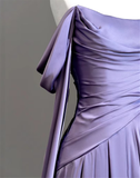 Niulatu Purple Satin Long Prom Dress Purple Evening Dress HZ1007