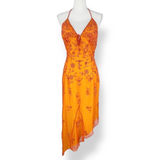 Niulatu Orange Spaghetti Straps Beaded Prom Dress Party Dress HZ0113