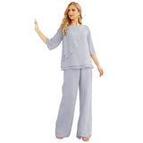 Niulatu Chiffon Mother of The Bride Dress Plus Size Pant Suits Ruffle HZ1007