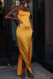 Niulatu Spaghetti Straps Backless Sheath Slit Prom Evening Dress HZ1007
