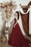 Niulatu quality sequin long prom dress burgundy evening dress HZ1007