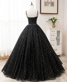 Niulatu sweetheart tulle long prom dress black evening dress HZ1110