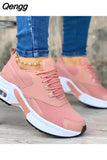 Niulatu Women's Fashion Casual Shoes Solid Color Lace Up Sneakers Mesh Breathable Plus Size Platform Shoes Zapatillas De Mujer DJSE
