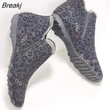 Niulatu Winter Boots Leopard Women Shoes Flat Casual Cotton Shoes Ankle Boots Thicken Warm Snow Boots Plush Couple Shoes DJSE