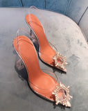 Niulatu Summer Women pumps Transparent Crystal Triangle heeled office lady Shoes High heels Party Wedding Shoes Woman Sandals DJSE