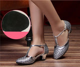 Niulatu New Modern Dance Shoes Women Ladies Closed Toe Tango Shoes Standard Waltz Ballroom Dancing Heels Indoor Suede Sole DJSE