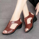 Niulatu for Women Summer Shoes Woman Fashion Peep Toe Elegant Comfort Beach Sandals Soft Leather Wearable DJSE