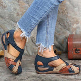 Niulatu Women's Sandals Wedge Buckle Strap Sandals Female Retro Casual Sewing Women Shoes Flats Platform Retro Sandalias Plus Size DJSE