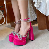 Niulatu Women Pumps Super High Heels Plus Size Crystal Female Sexy Sandals Butterfly Knot Fashion Platform Ladies Summer Shoes New 2025 DJSE