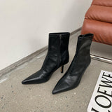 Niulatu Women Ankle Boots Sock Botas Thin High Heels Black White Khaki Stretch Shoes Ladies Party Pumps Zipper Size DJSE