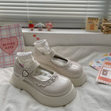 Niulatu on heels 2025 new platform shoes kawaii heart buckle lolita shoes uniform bow thick heels Mary Jane shoes women's shoes DJSE