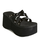 Niulatu New 2025 High Heels Black Gothic Comfy Walking Wedges Summer Thick Platform Sandals Shoes Woman Slipper Big Size 43 DJSE