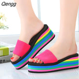 Niulatu Women Sandal Slippers Platform Bath Slippers Wedge Beach Flip Flops High Heel Beach Slide Shoes EVA Fashion Casual Black DJSE