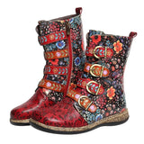 Niulatu Boots Woman Shoes Western Cowboy Style Europe and Handsome Retro Small Ladies Floral Boots Winter Boots Women DJSE