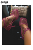 Niulatu spring summer high heels Mesh shoes for women sexy luxury Lace-Up fashion elegant Party Casual Medium Pumps for ladies DJSE