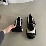 Niulatu Women Flat Shoes Square Toe Retro Mary Janes Loafers Female Belt Buckle Casual Autumn Fashion Lady Chaussure Femme DJSE