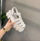 Niulatu New brand Fashion Shoes Women Thick Heel Platform PU Leather Sandals For Woman 2025 Outdoor Ins Casual Footwear heels DJSE