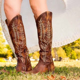 Niulatu Pointed Toe Cowgirls Chunky Heel Embroidery Mid Calf Boots For Women Fashion High Quality Casual Ladie Shoes DJSE