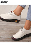 Niulatu Autumn Casual Women Shoes Platform Loafers 2025 Lace Up Leather Flats Slip-On Mom Shoe Mujer Zapatos Chaussure Femme DJSE